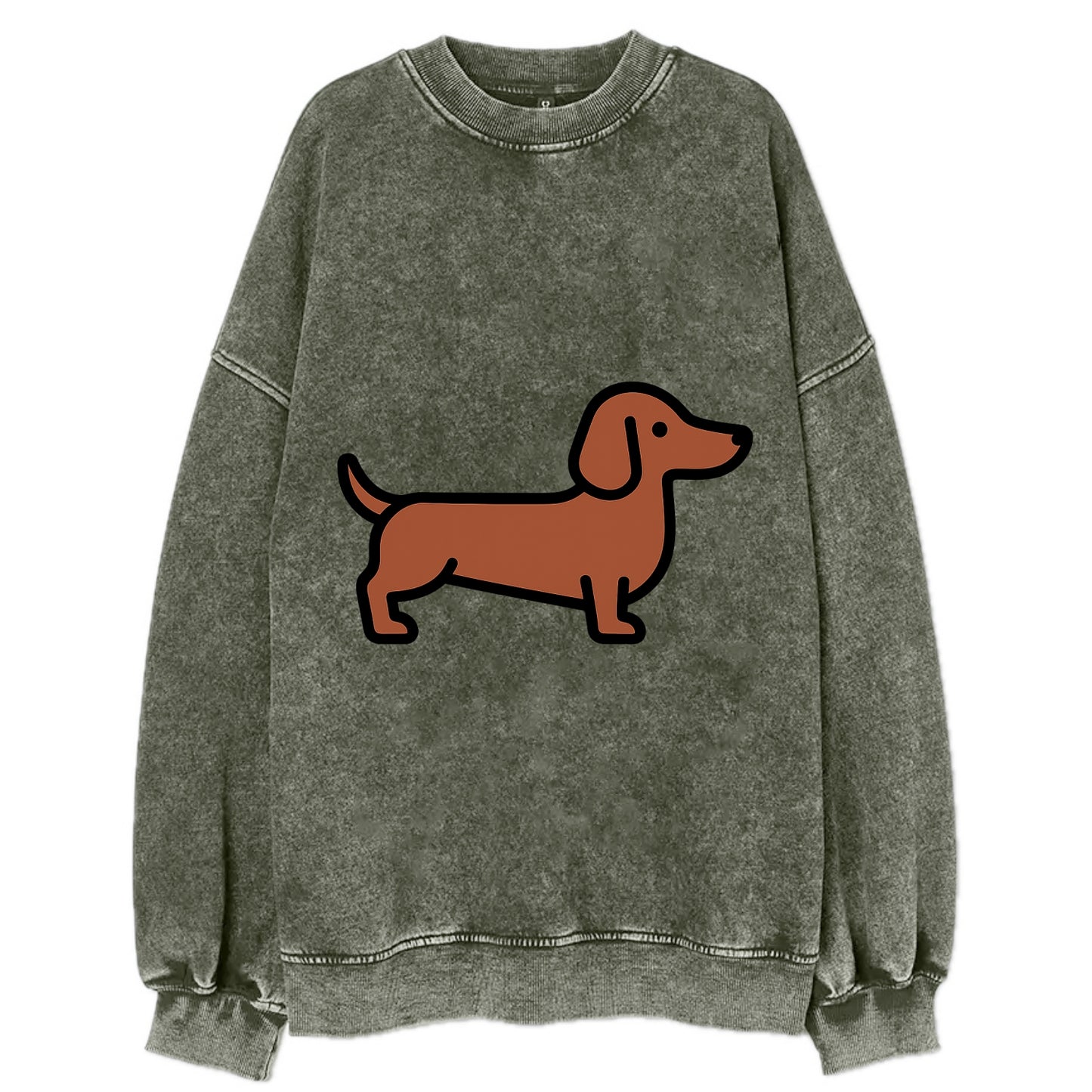 Dachshund - Red/brown smooth flat side profile - Vintage Sweatshirt - Forest Mist(Green)