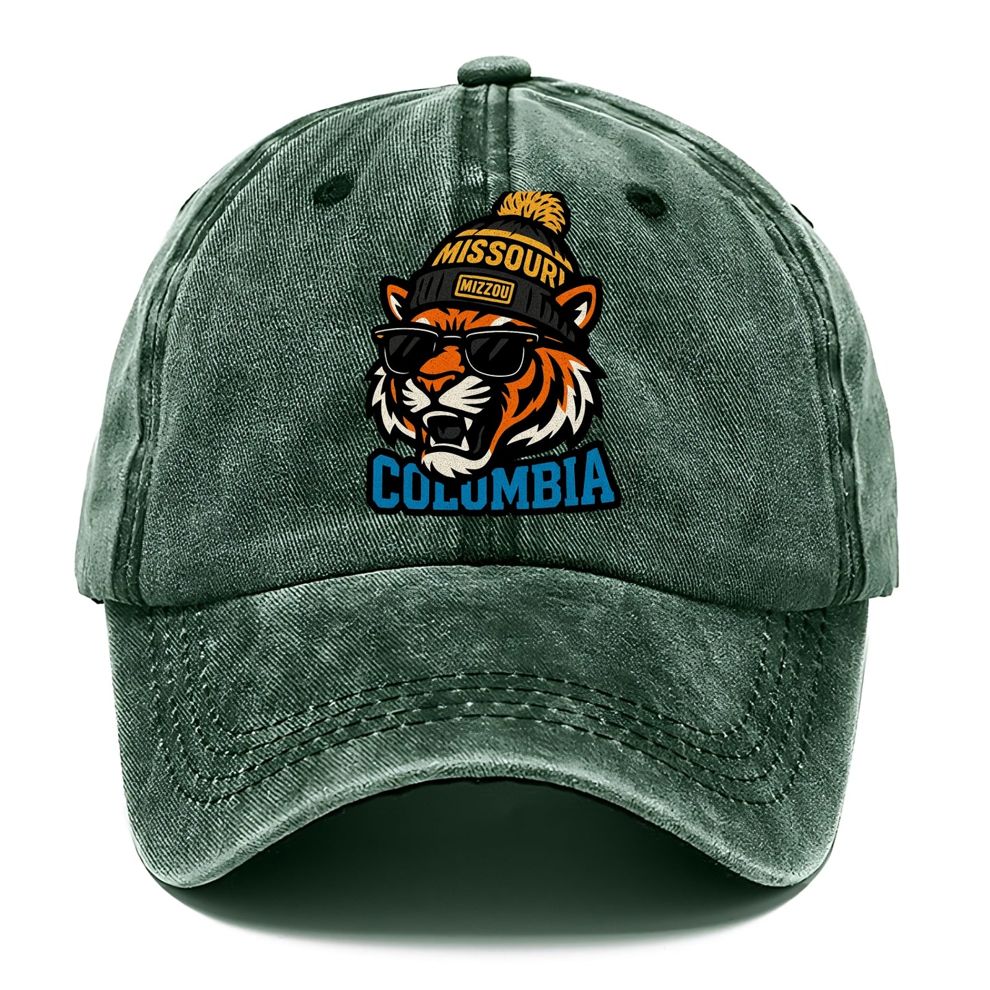 Columbia Tiger wearing Missouri beanie with Mizzou patch - Classic Cap - Forest Mist(Green)