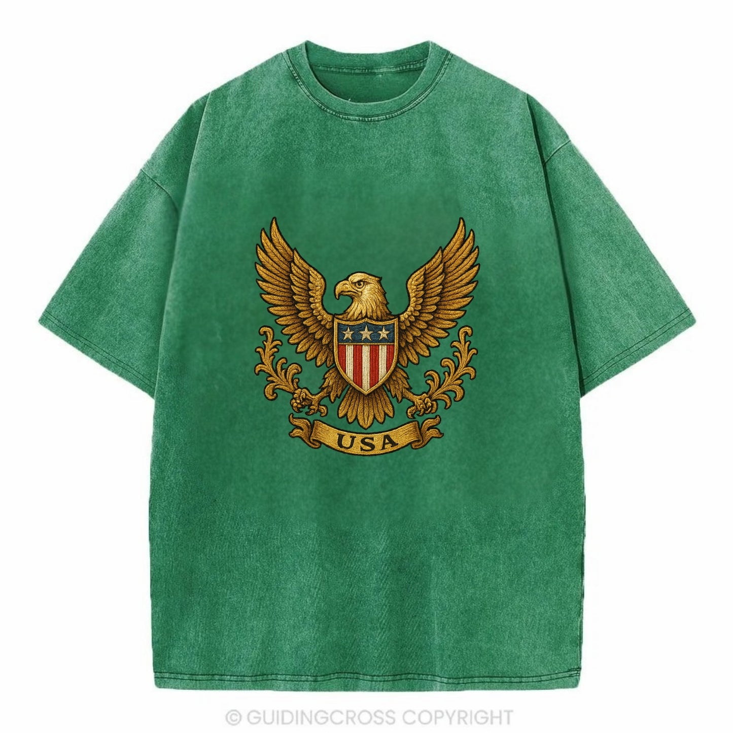 Usa Heritage Eagle 3 - Vintage T-shirt - Forest Mist(Green)