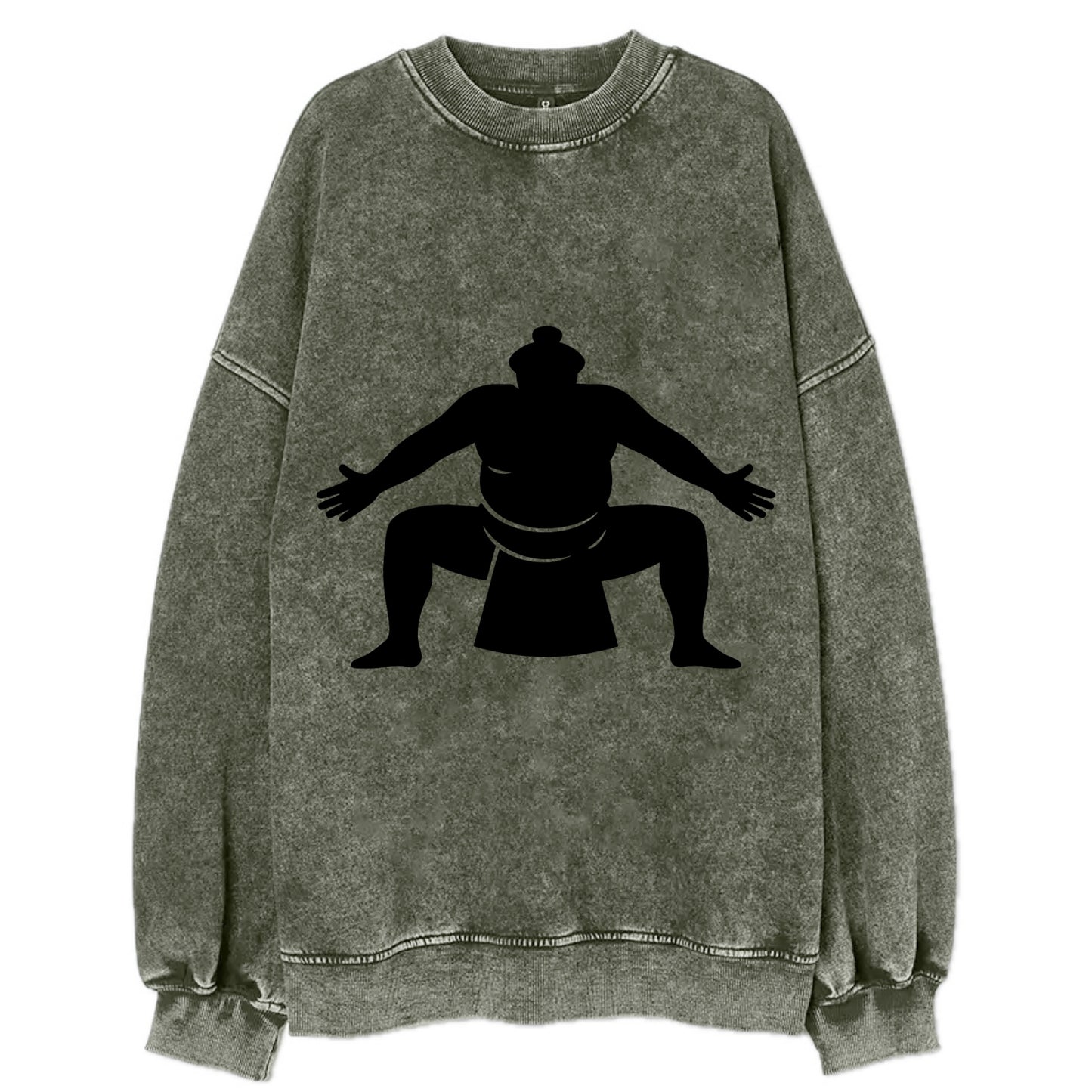 Japanese sumo wrestler ceremonial stance - Vintage Sweatshirt - Forest Mist(Green)
