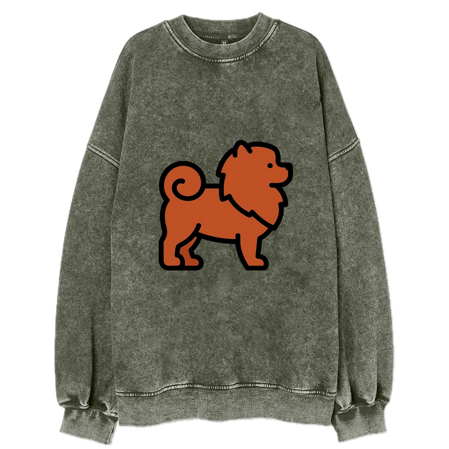 Chow Chow - Red fluffy flat side profile - Vintage Sweatshirt - Forest Mist(Green)