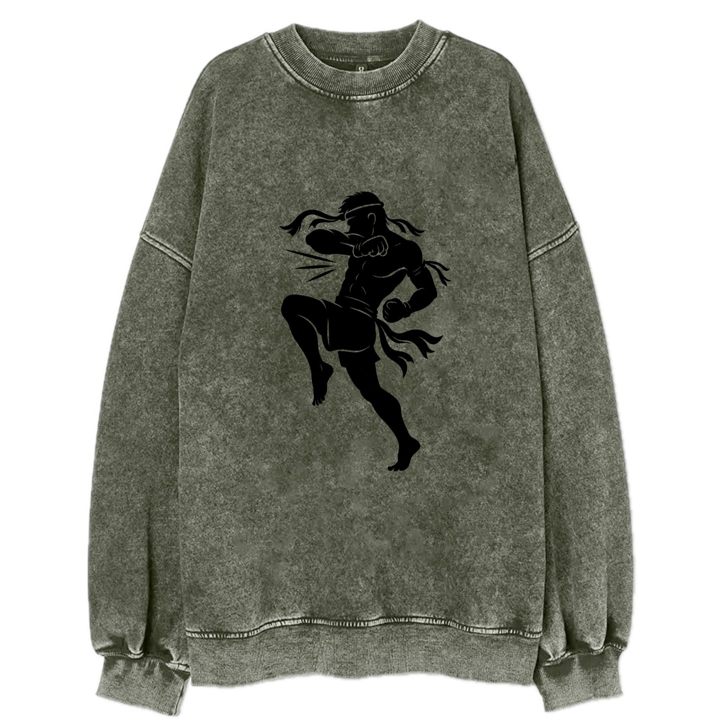 Thai Muay Thai fighter elbow strike - Vintage Sweatshirt - Forest Mist(Green)