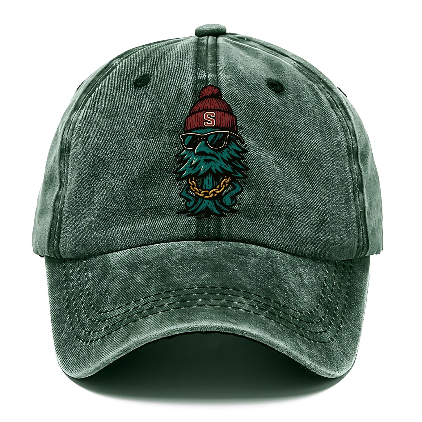 Palo Alto Tree wearing Stanford beanie with S patch - Classic Cap - Forest Mist(Green)