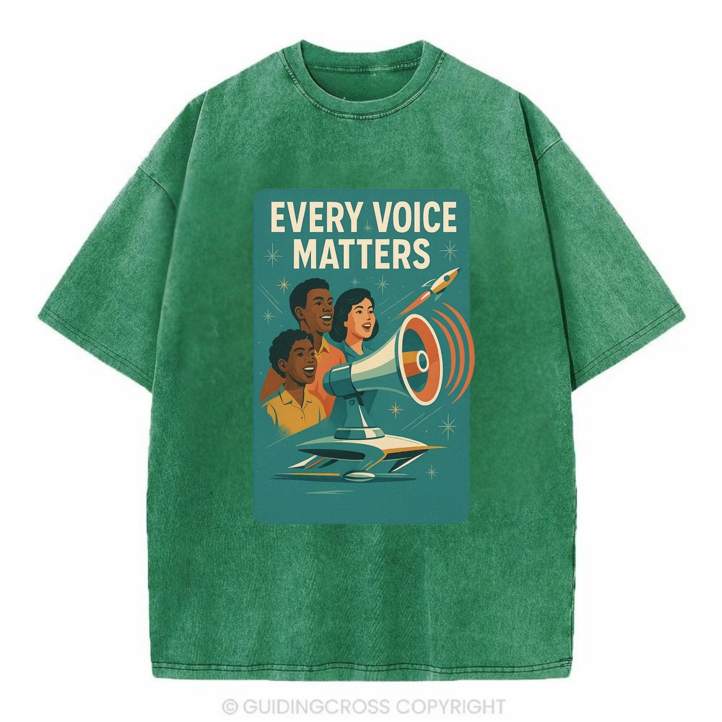 Diverse voices being heard and amplified - "Every Voice Matters" - inclusive - Vintage T-shirt - Forest Mist(Green)