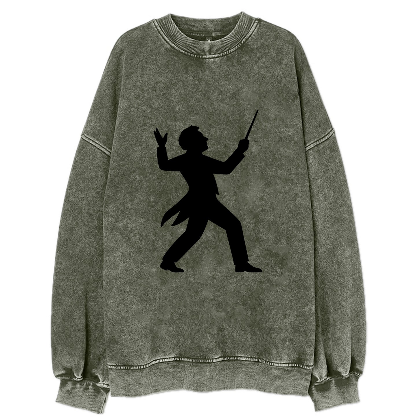Conductor leading orchestra passionately - Vintage Sweatshirt - Forest Mist(Green)