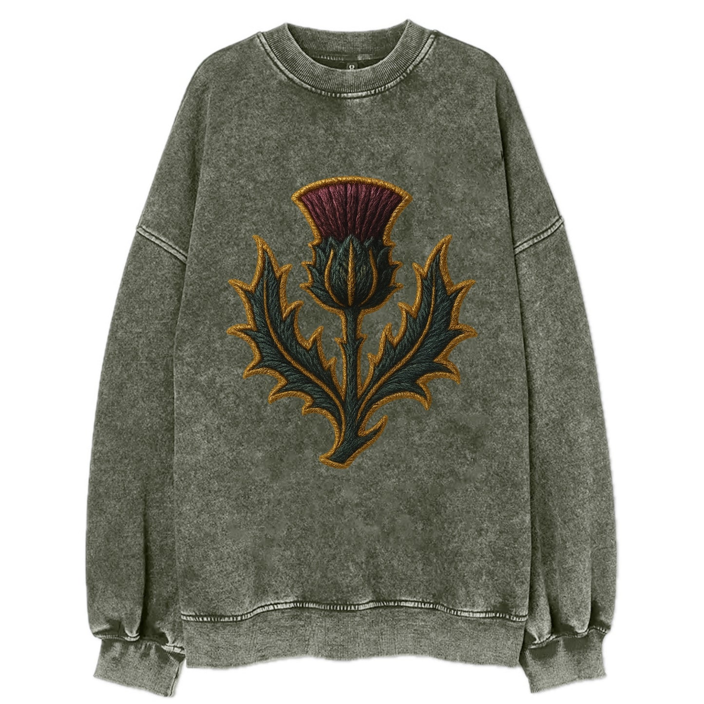 Scottish Thistle - Vintage Sweatshirt - Forest Mist(Green)