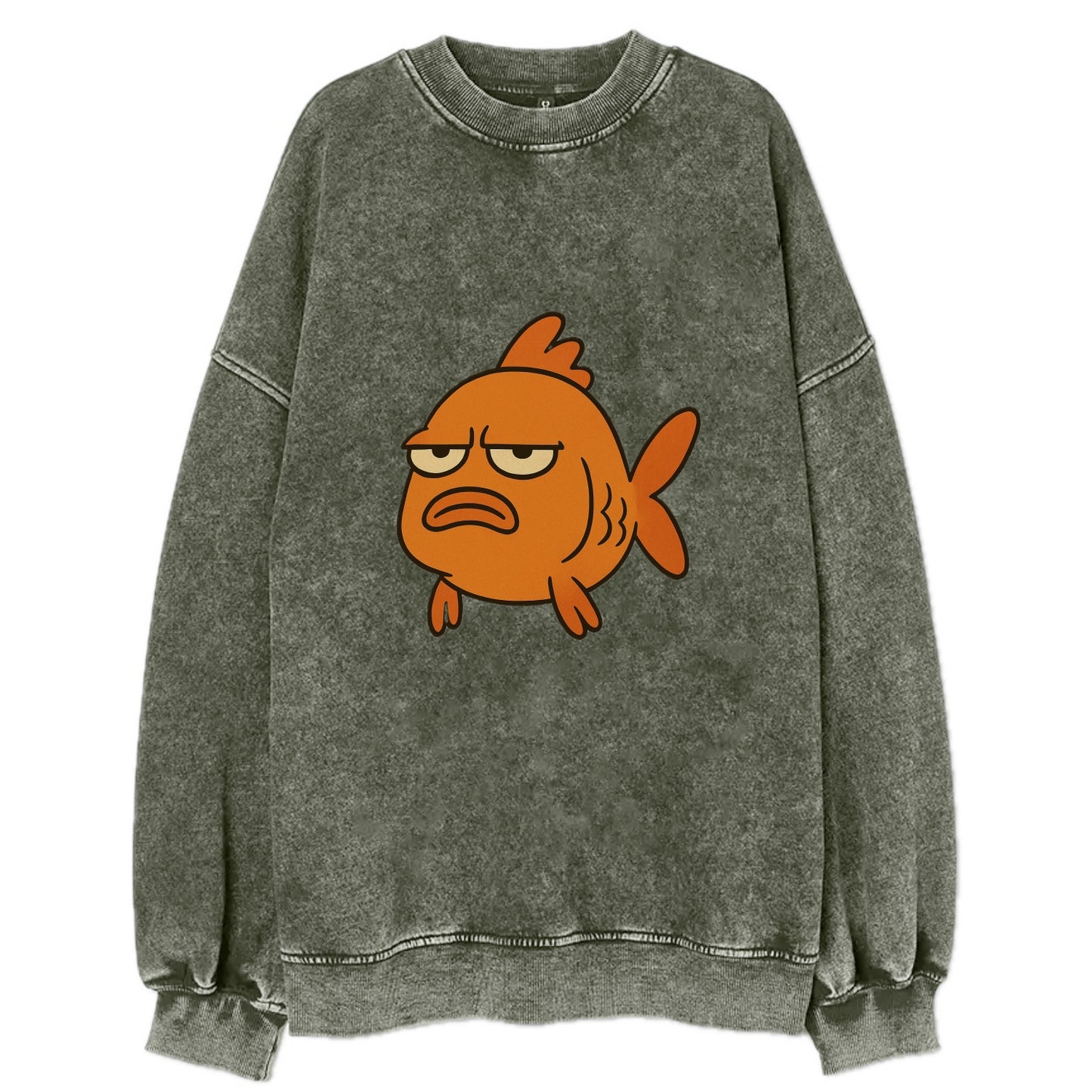 The Goldfish Judging Silently - Vintage Sweatshirt - Forest Mist(Green)