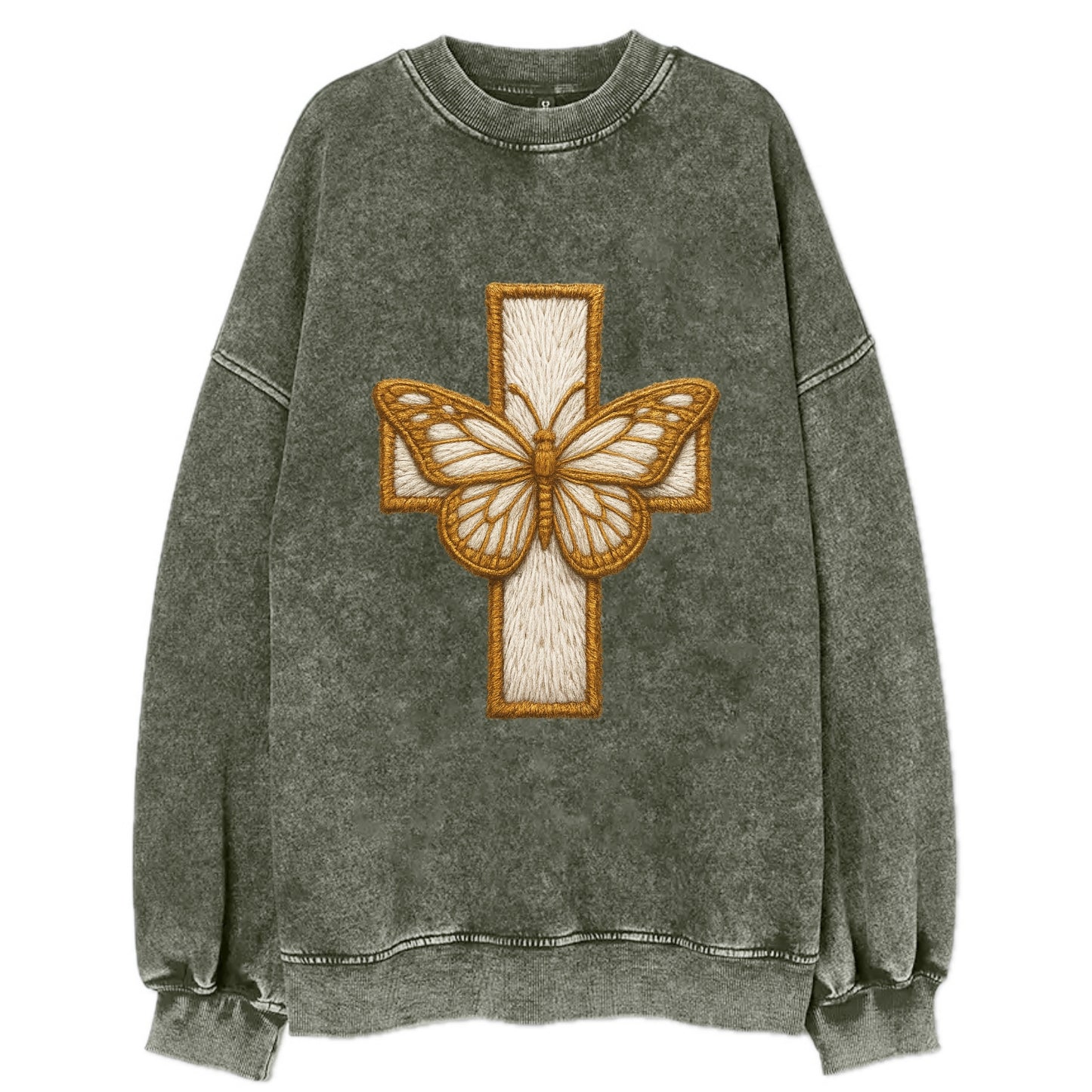Resurrection Cross - Vintage Sweatshirt - Forest Mist(Green)