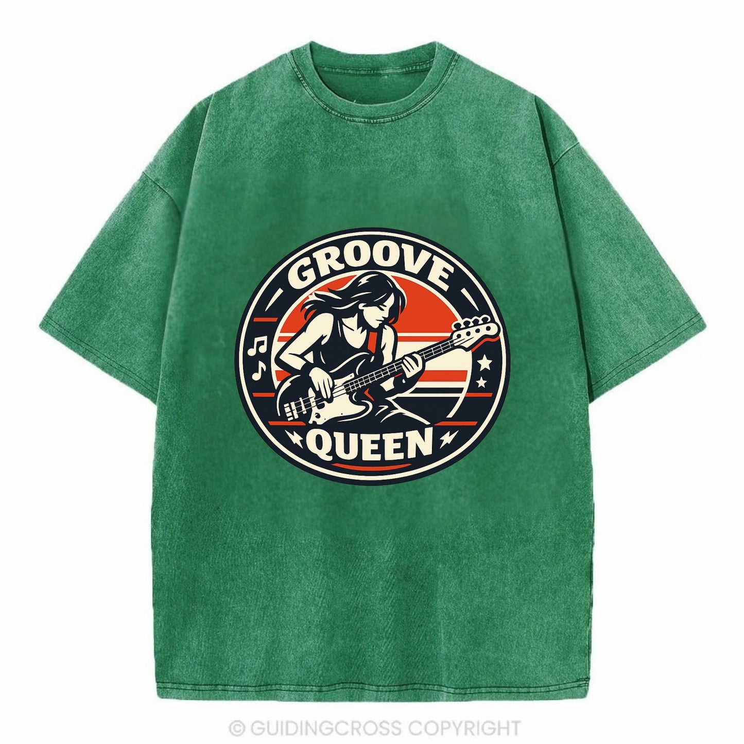 Groove Queen Emblem - Vintage T-shirt - Forest Mist(Green)