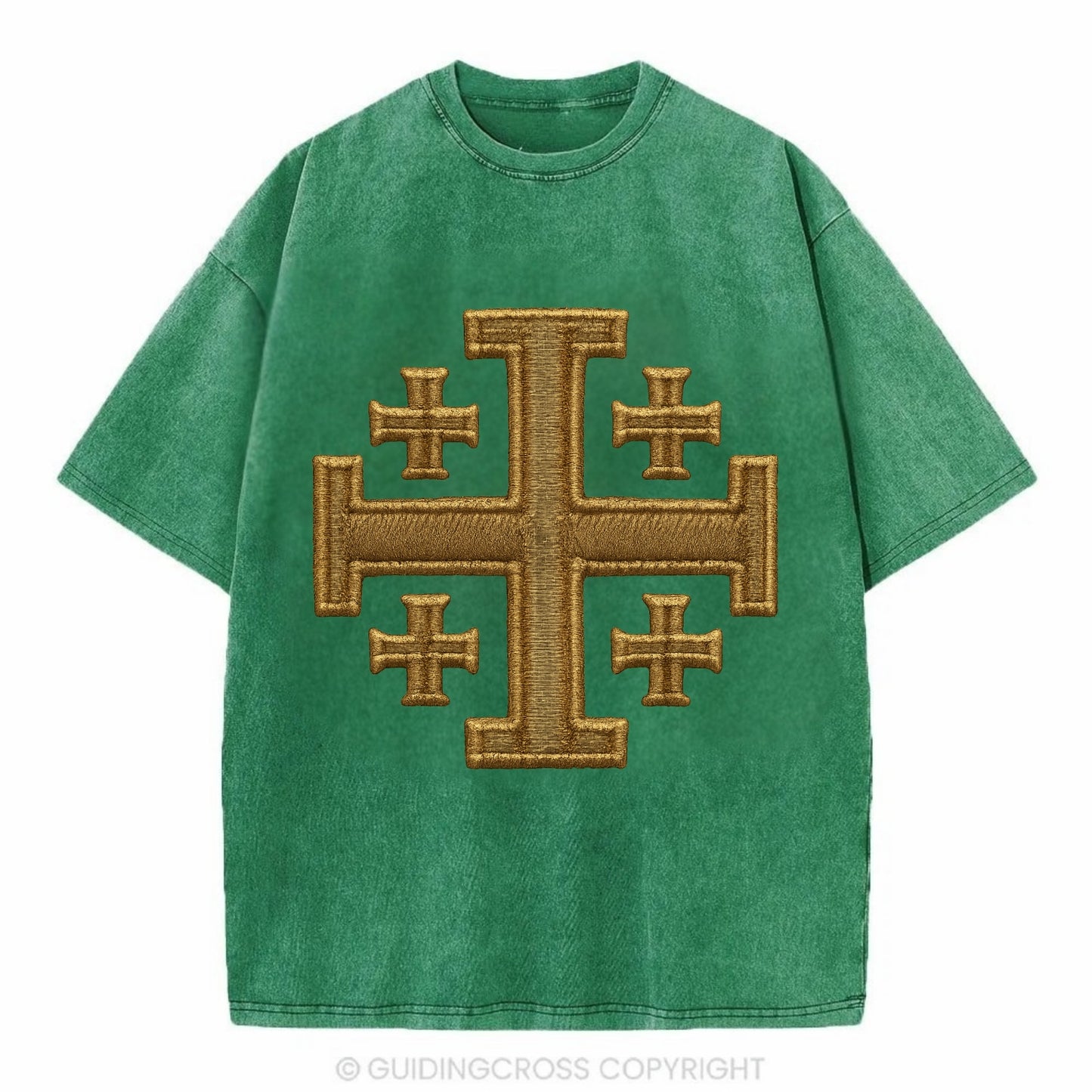 Jerusalem Cross - Vintage T-shirt - Forest Mist(Green)