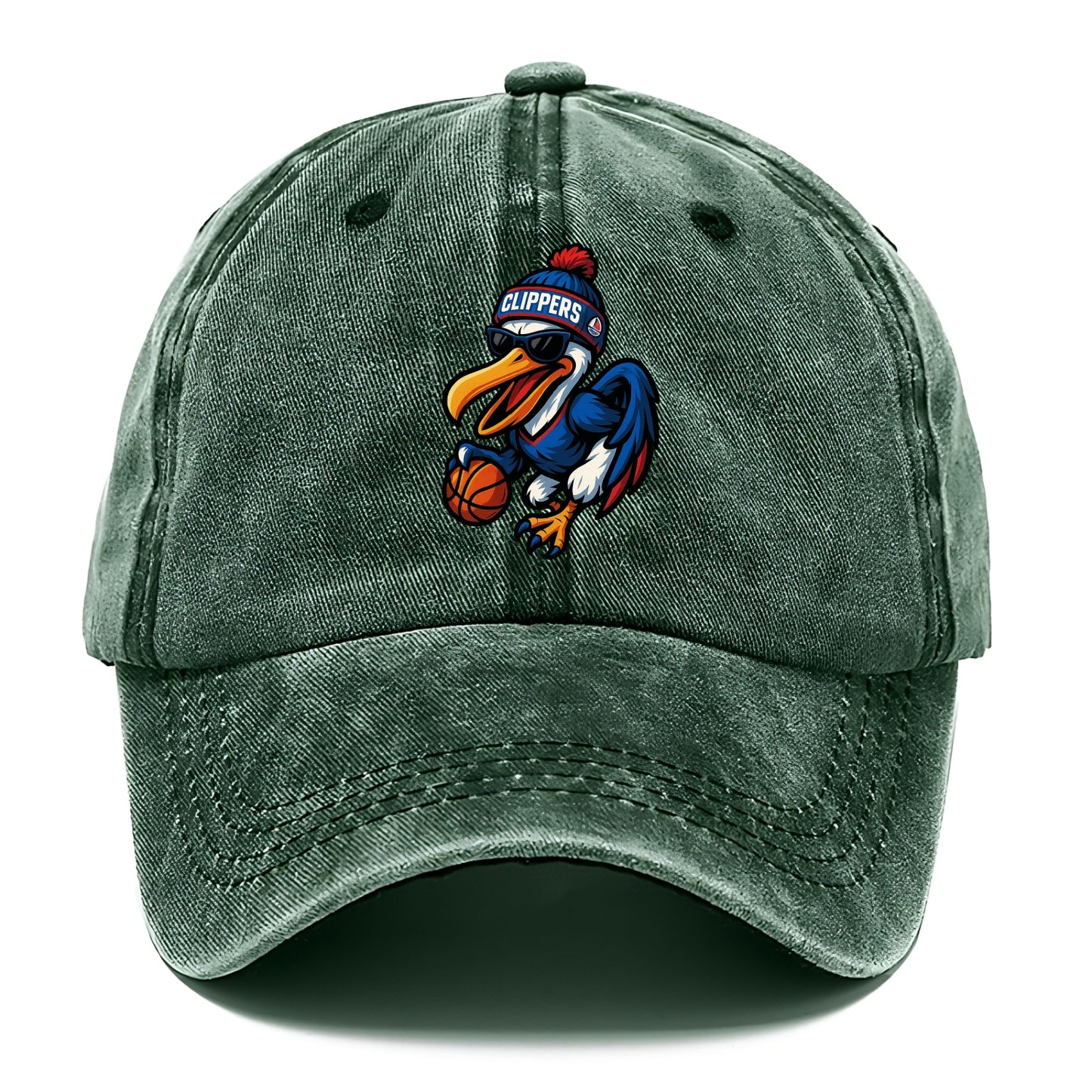Los Angeles Pelican wearing Clippers beanie with sailboat patch and wayfarer - Classic Cap - Forest Mist(Green)