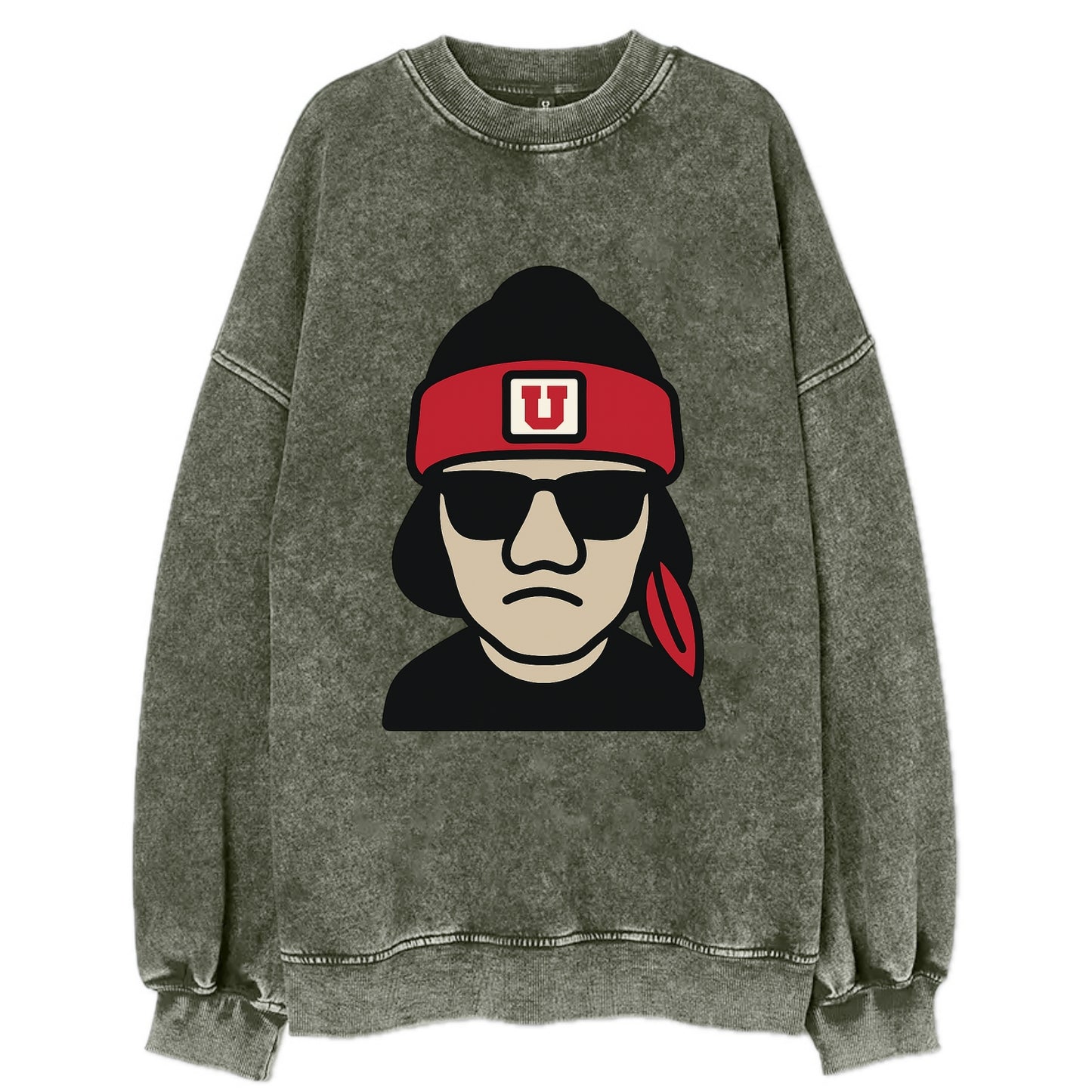 Salt Lake Ute wearing Utah beanie with U patch - Vintage Sweatshirt - Forest Mist(Green)