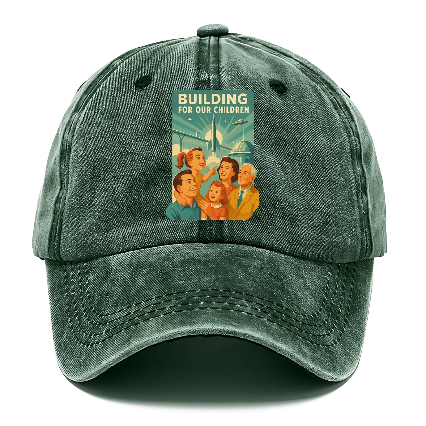Multiple generations celebrating progress together - "Building for Our Children" - - Classic Cap - Forest Mist(Green)