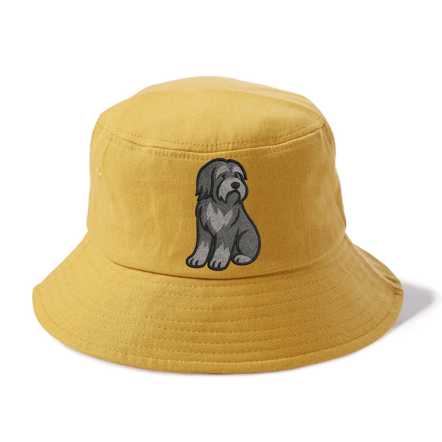 Bearded Collie - Gray shaggy coat embroidered pose - Bucket Hat - Golden Harvest(Yellow)