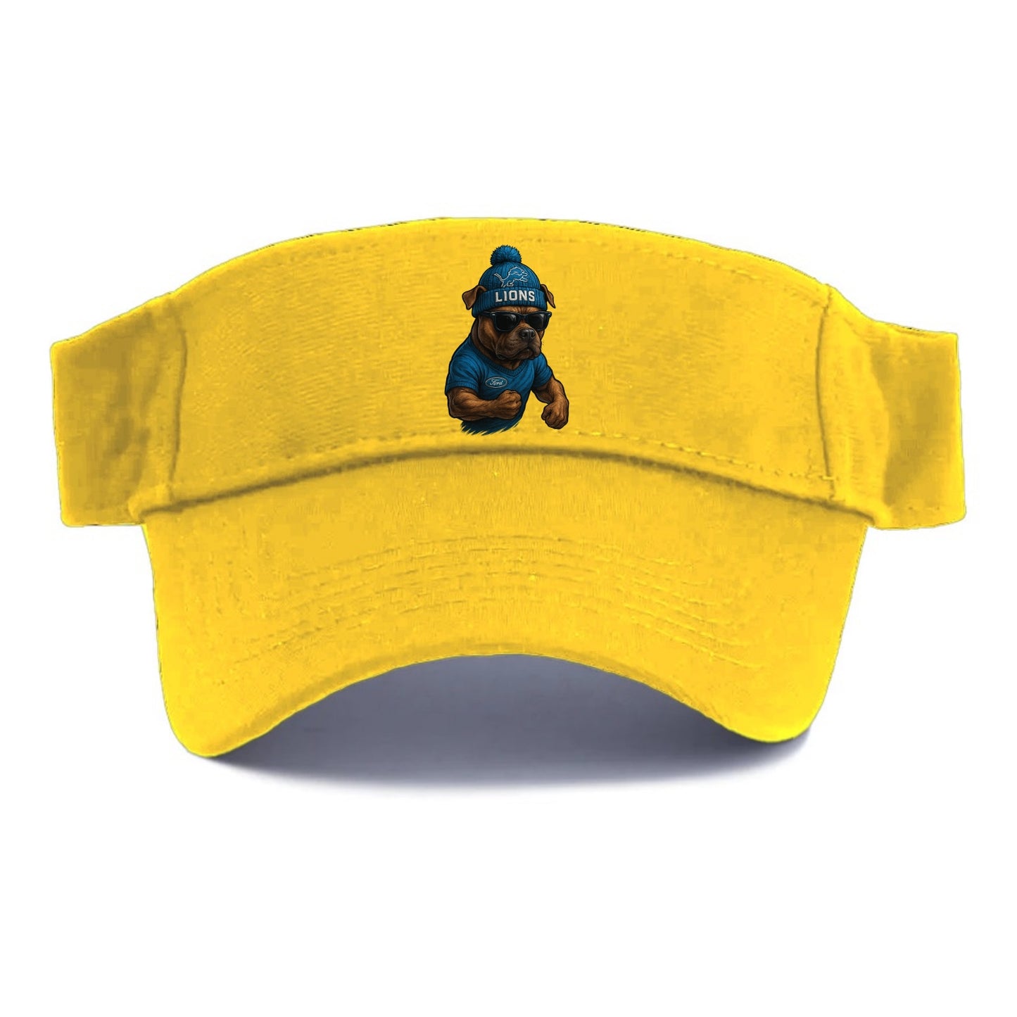 Detroit Pitbull wearing Lions beanie with auto patch and wayfarer sunglasses - Visor - Golden Harvest(Yellow)