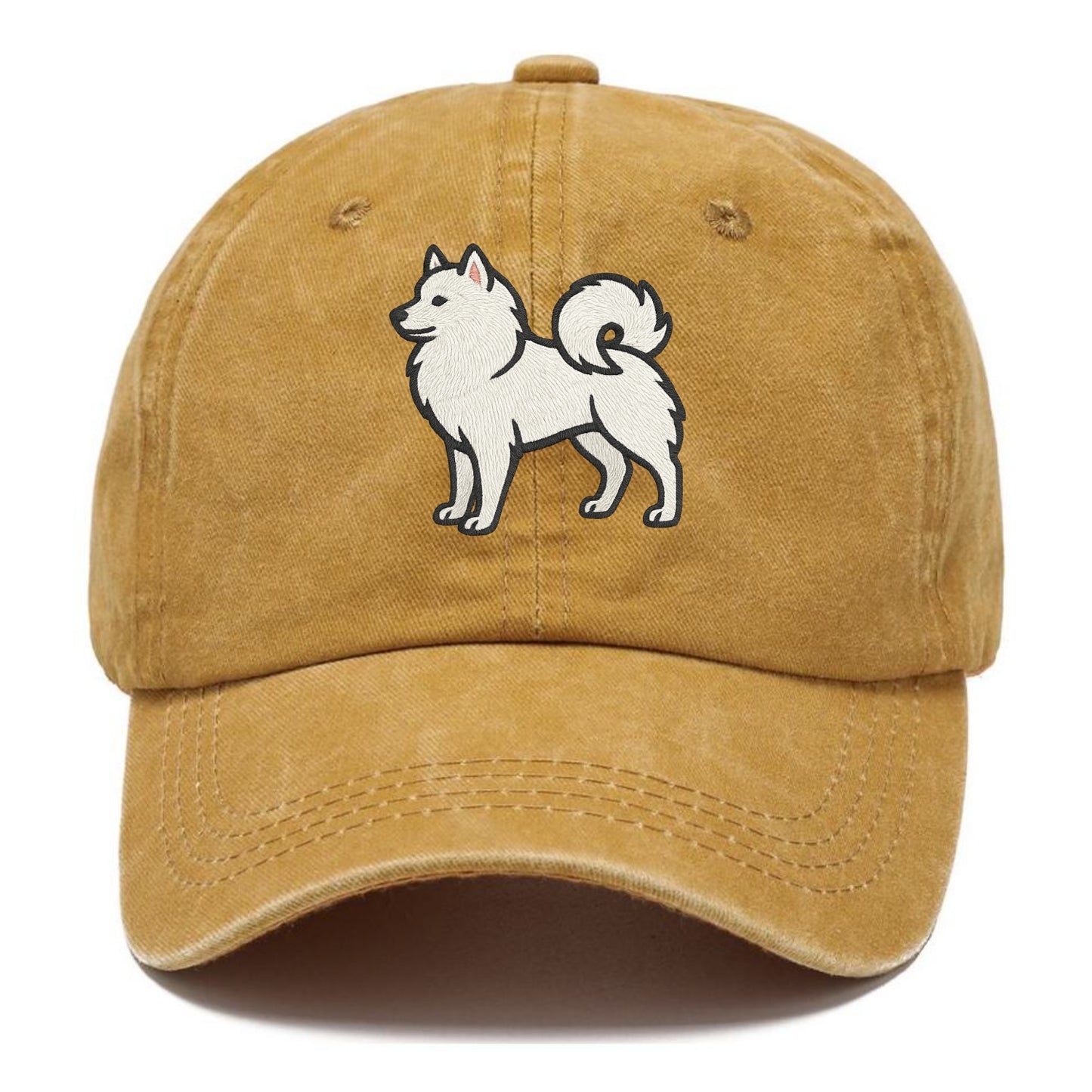 American Eskimo Dog - White spitz embroidered standing design - Classic Cap - Golden Harvest(Yellow)
