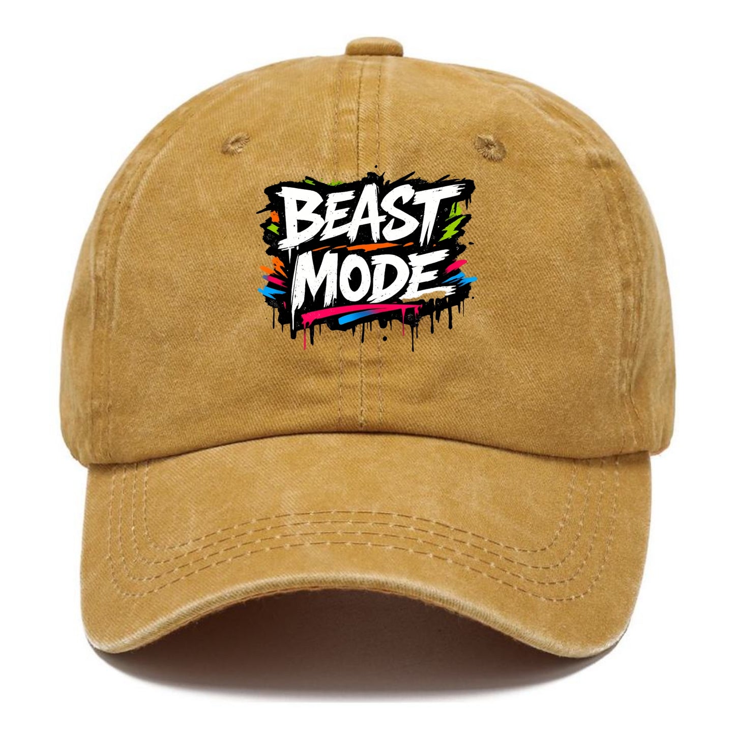 Bold typography design - "BEAST MODE" - intense workout, maximum effort - Classic Cap - Golden Harvest(Yellow)