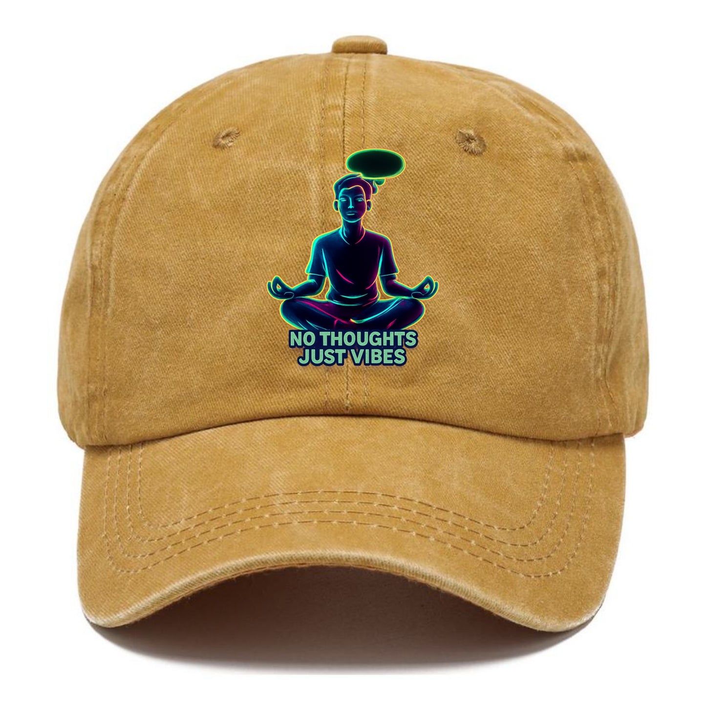 Peaceful floating figure with empty thought bubble - "no thoughts just vibes" zen - Classic Cap - Golden Harvest(Yellow)