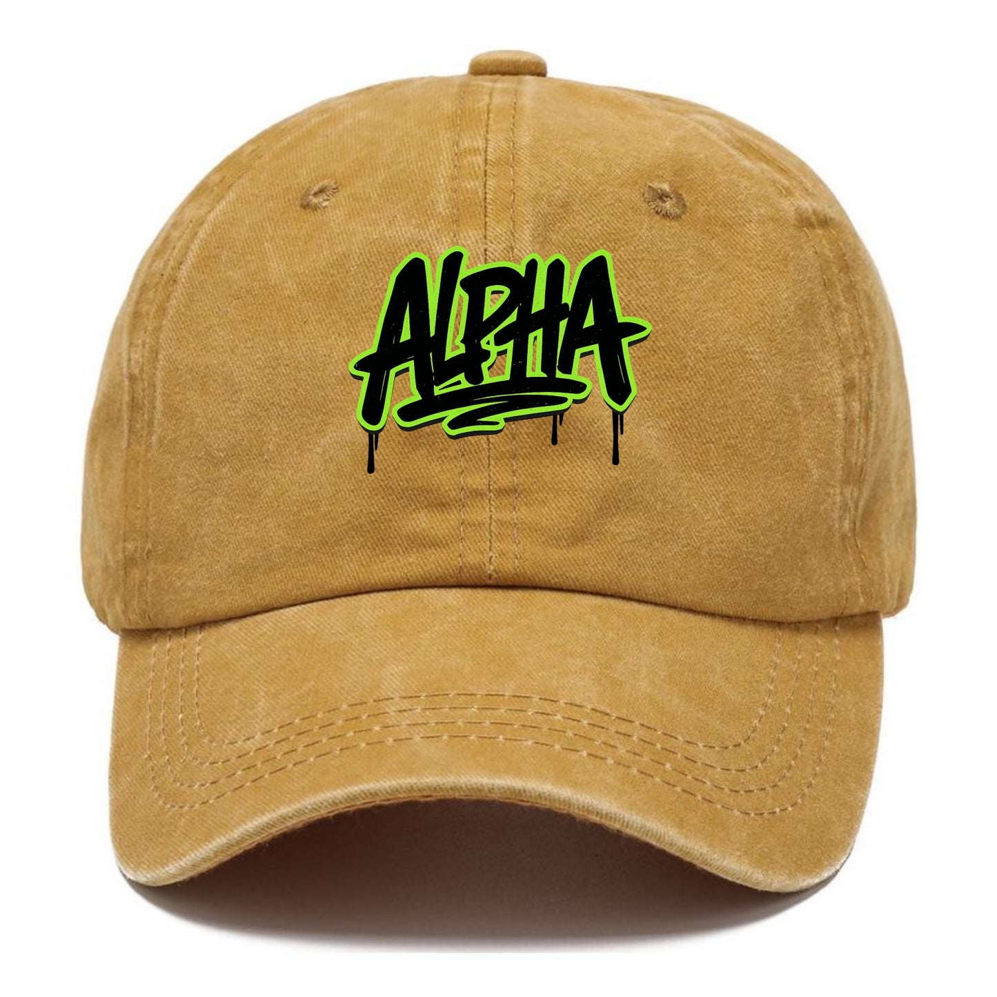 Bold typography design - "ALPHA" - leader of the pack - Classic Cap - Golden Harvest(Yellow)
