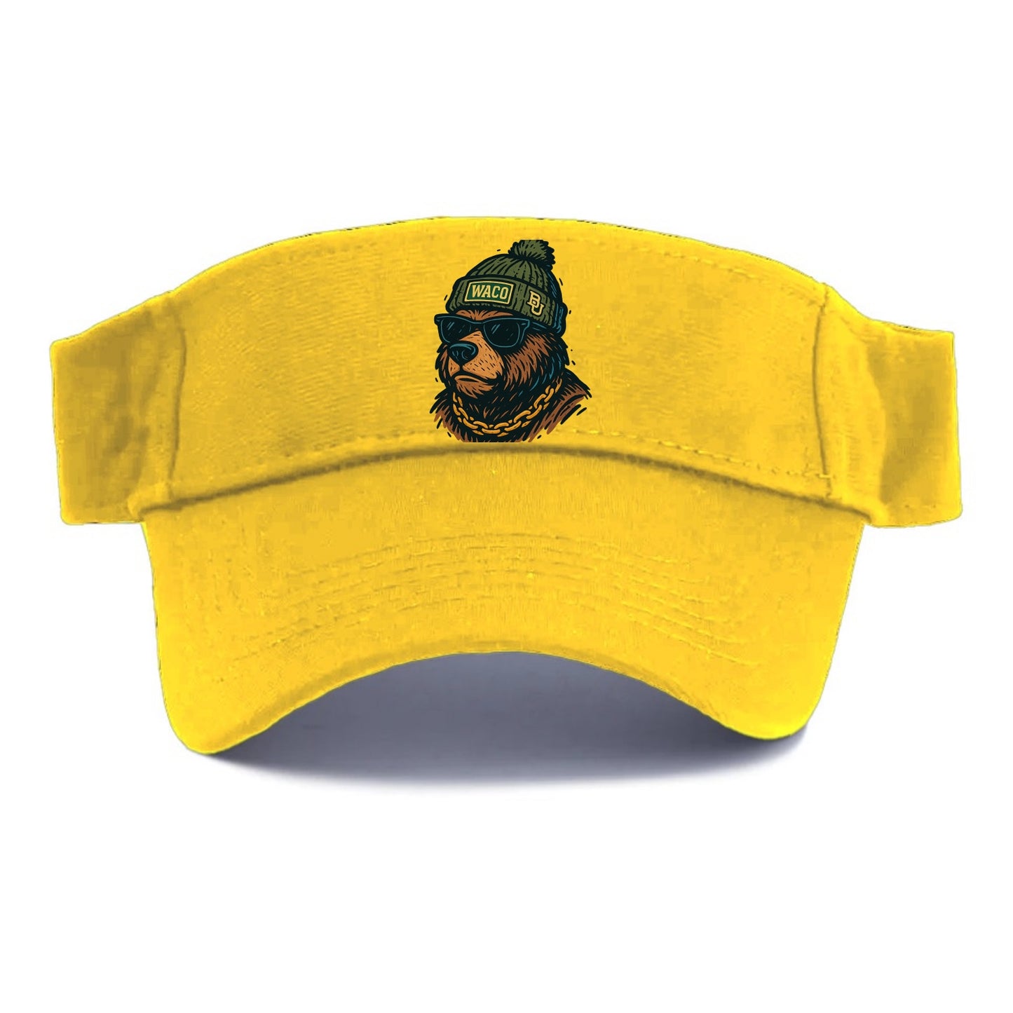 Waco Bear wearing Baylor beanie with BU patch - Visor - Golden Harvest(Yellow)