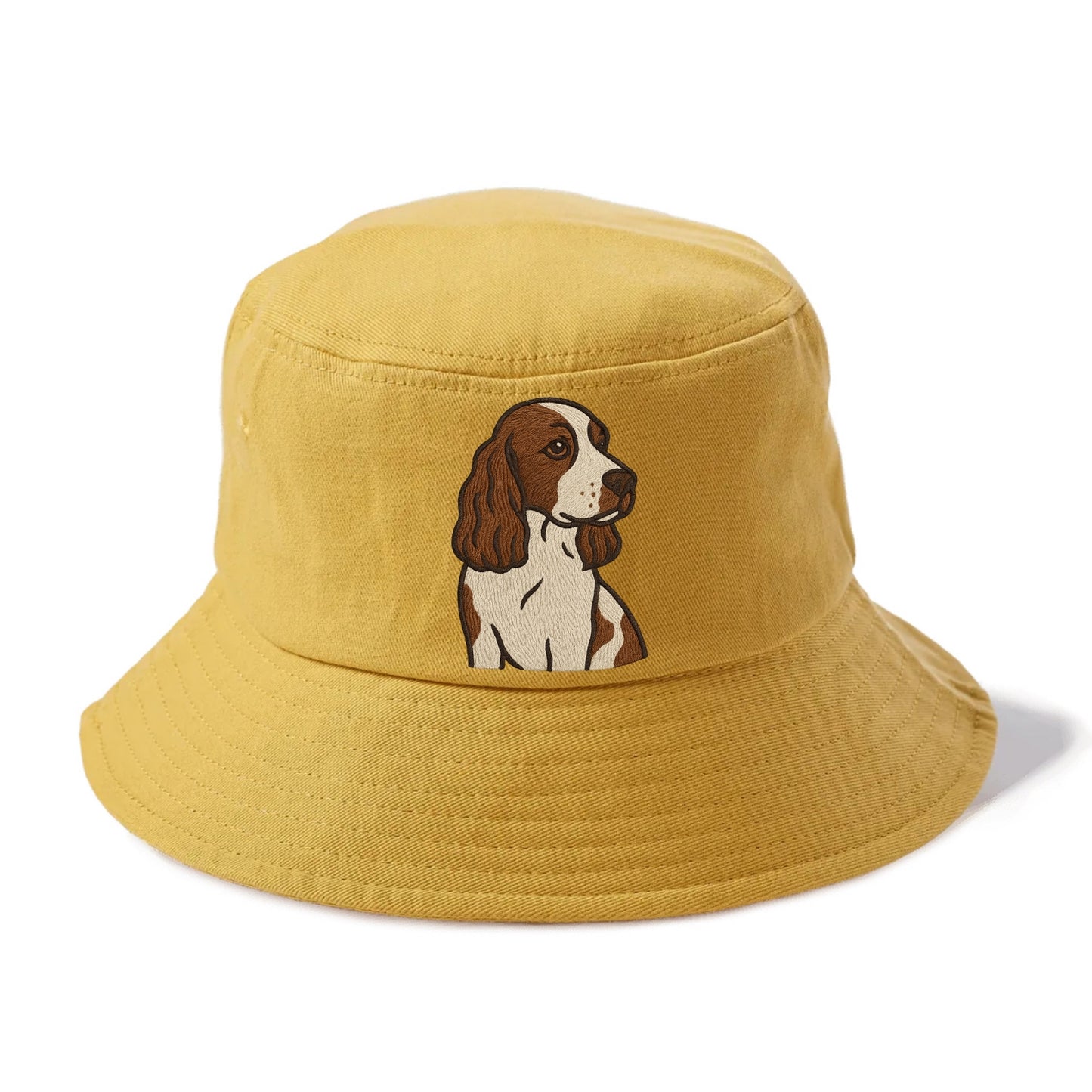 English Cocker Spaniel - Liver and white embroidered design - Bucket Hat - Golden Harvest(Yellow)