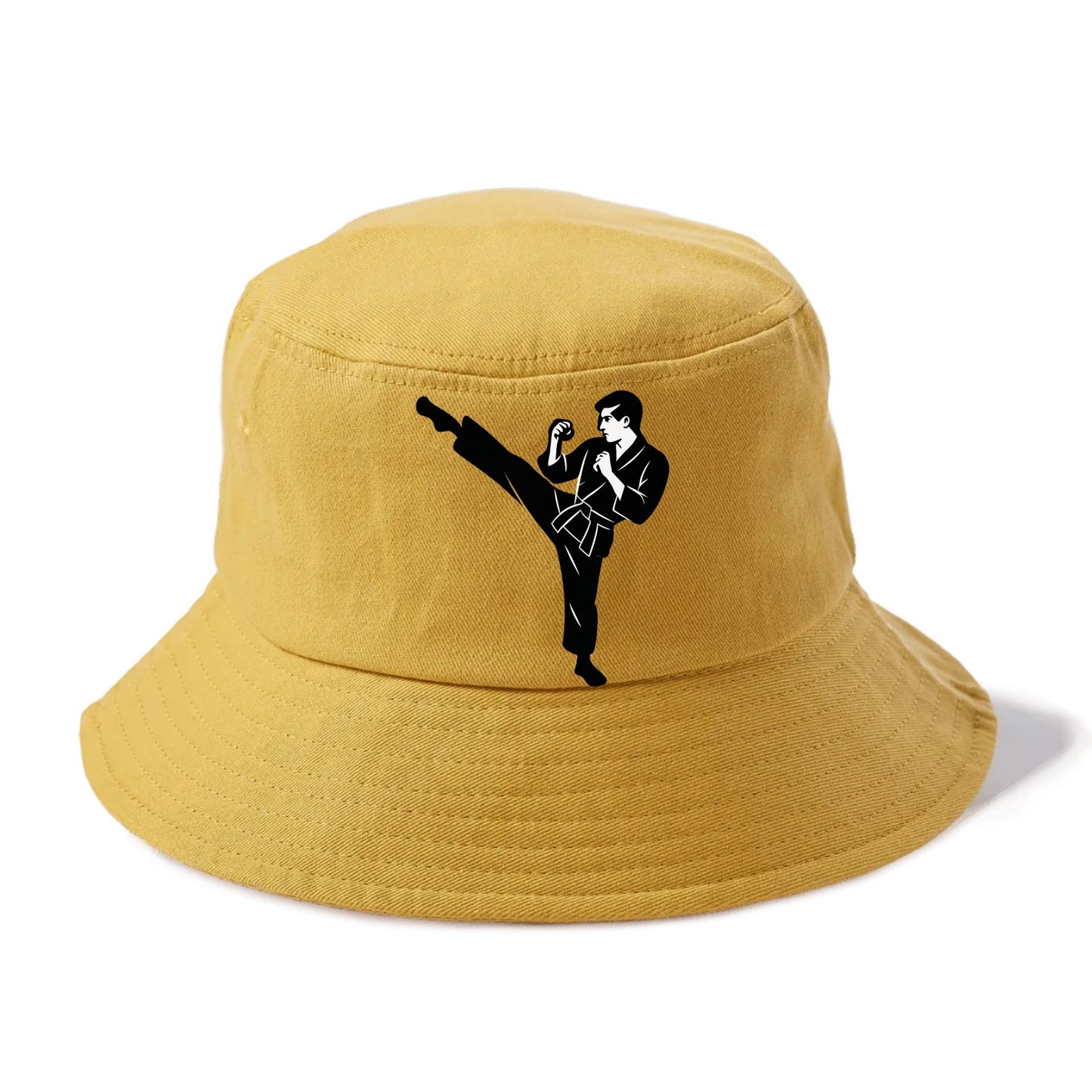 Martial artist performing a high kick - Bucket Hat - Golden Harvest(Yellow)