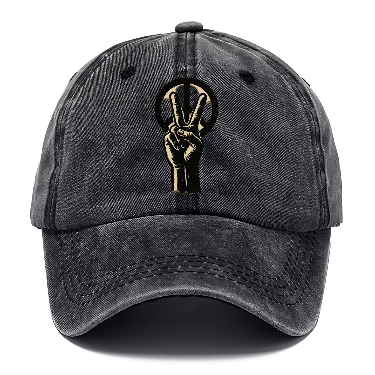 Peace sign hand gesture - anti-war movement ink brushstrokes - Classic Cap - Graphite