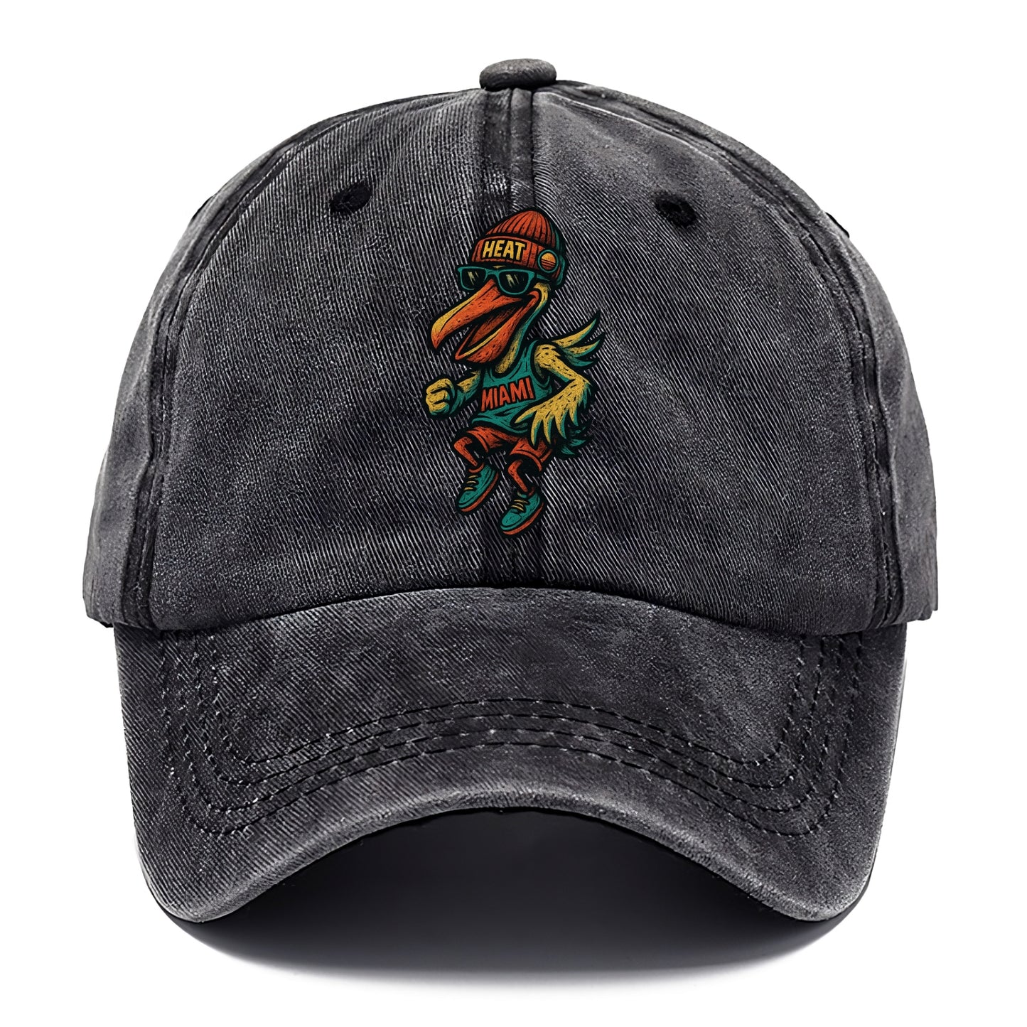 Miami Pelican wearing Heat beanie with sunset patch and wayfarer sunglasses - Classic Cap - Graphite