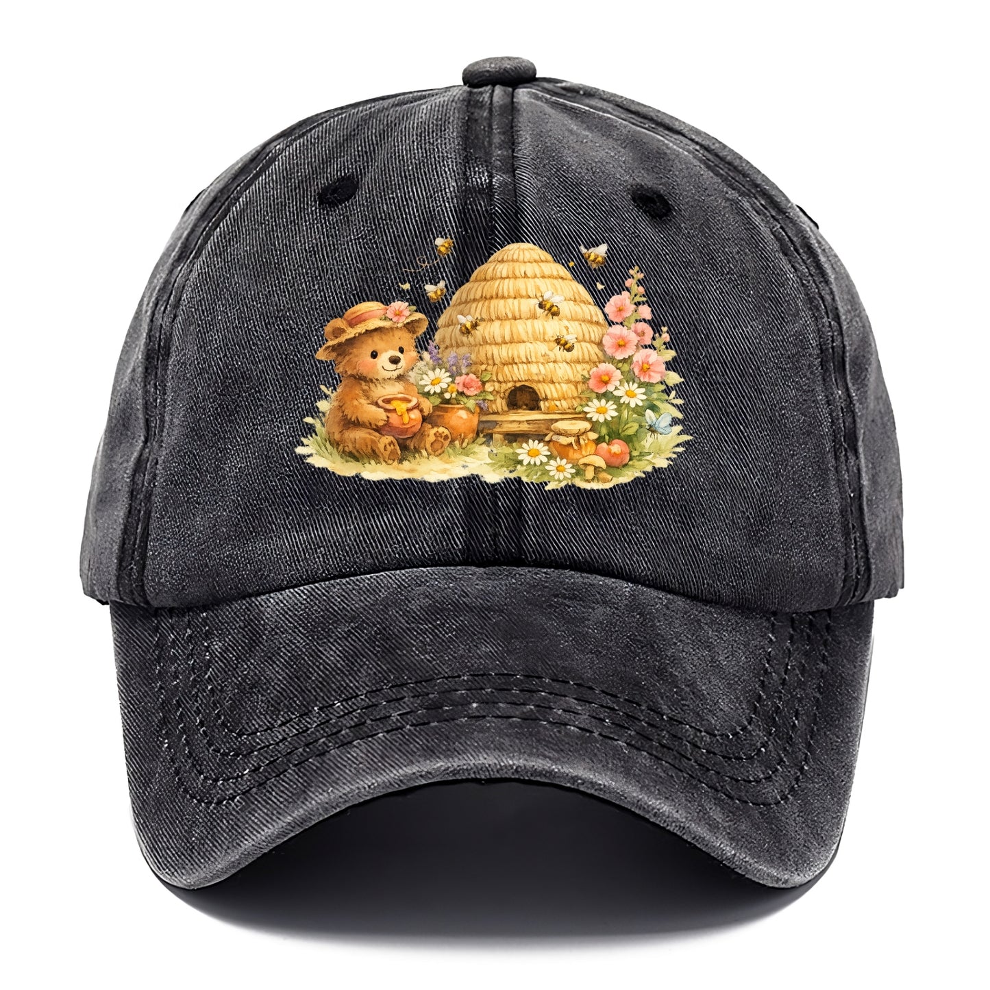 SKEP HIVE | Traditional straw beehive | Cottage garden setting | Buzzing activity | - Classic Cap - Graphite