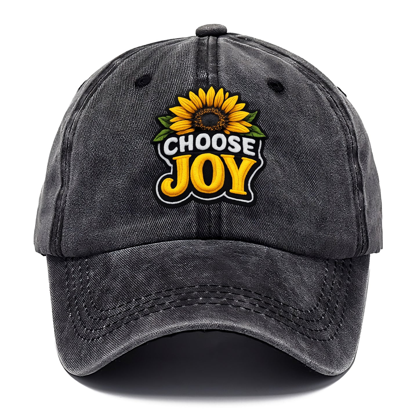 CHOOSE JOY - sunflower with text in yellow , happiness choice - Classic Cap - Graphite