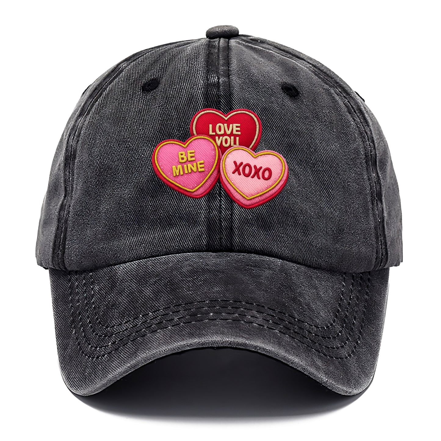 VALENTINES HEARTS - candy hearts in pink and red , love day - Classic Cap - Graphite