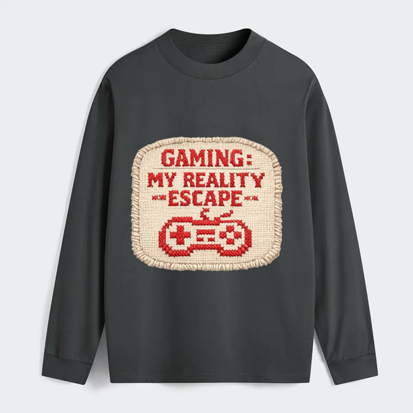 GAMING: MY REALITY ESCAPE - red game escape - red - gaming reality - Classic Long Sleeve Shirt - Gray