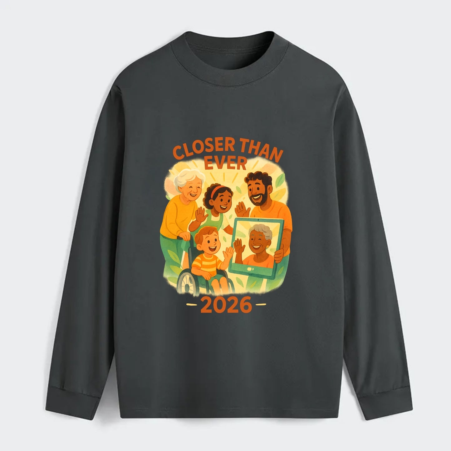 Technology bringing distant families together - "Closer Than Ever" - - Classic Long Sleeve Shirt - Gray