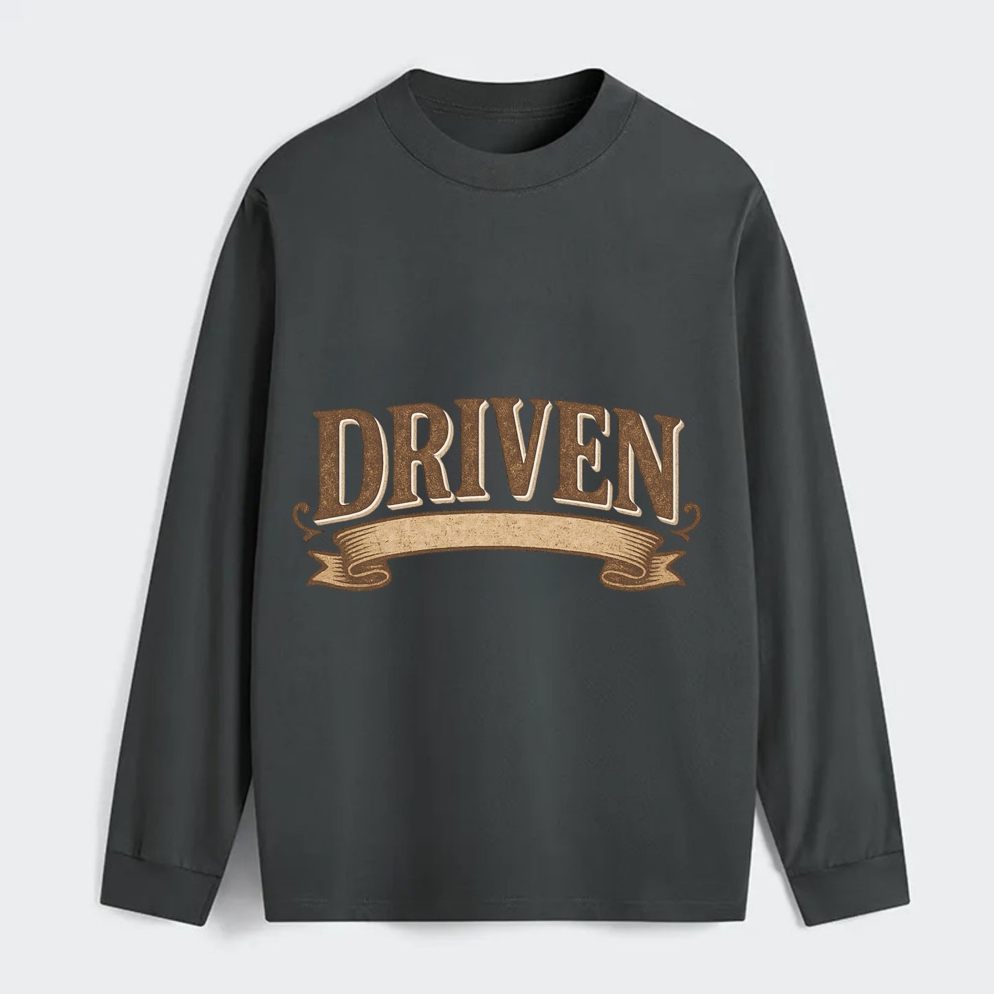 Bold typography design - "DRIVEN" - motivated, focused on goals - Classic Long Sleeve Shirt - Gray