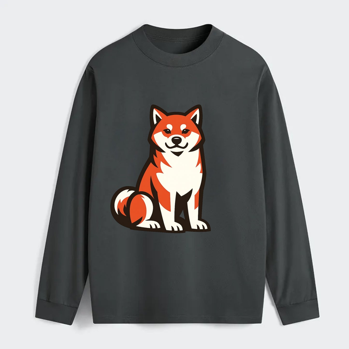 Sitting Shiba Inu Emblem - Classic Long Sleeve Shirt - Gray
