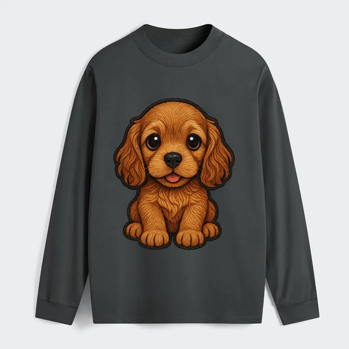 Baby Cocker Spaniel Puppy - long wavy ears, soulful eyes, silky coat, - Classic Long Sleeve Shirt - Gray