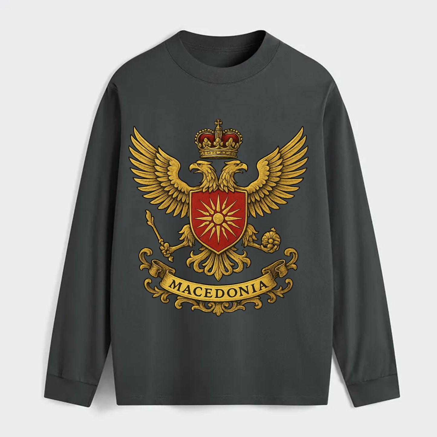Macedonia Heritage Badge - Classic Long Sleeve Shirt - Gray
