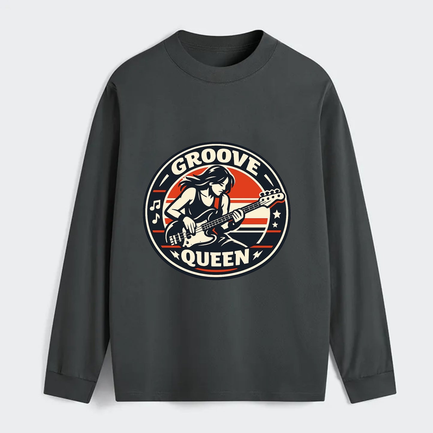Groove Queen Emblem - Classic Long Sleeve Shirt - Gray