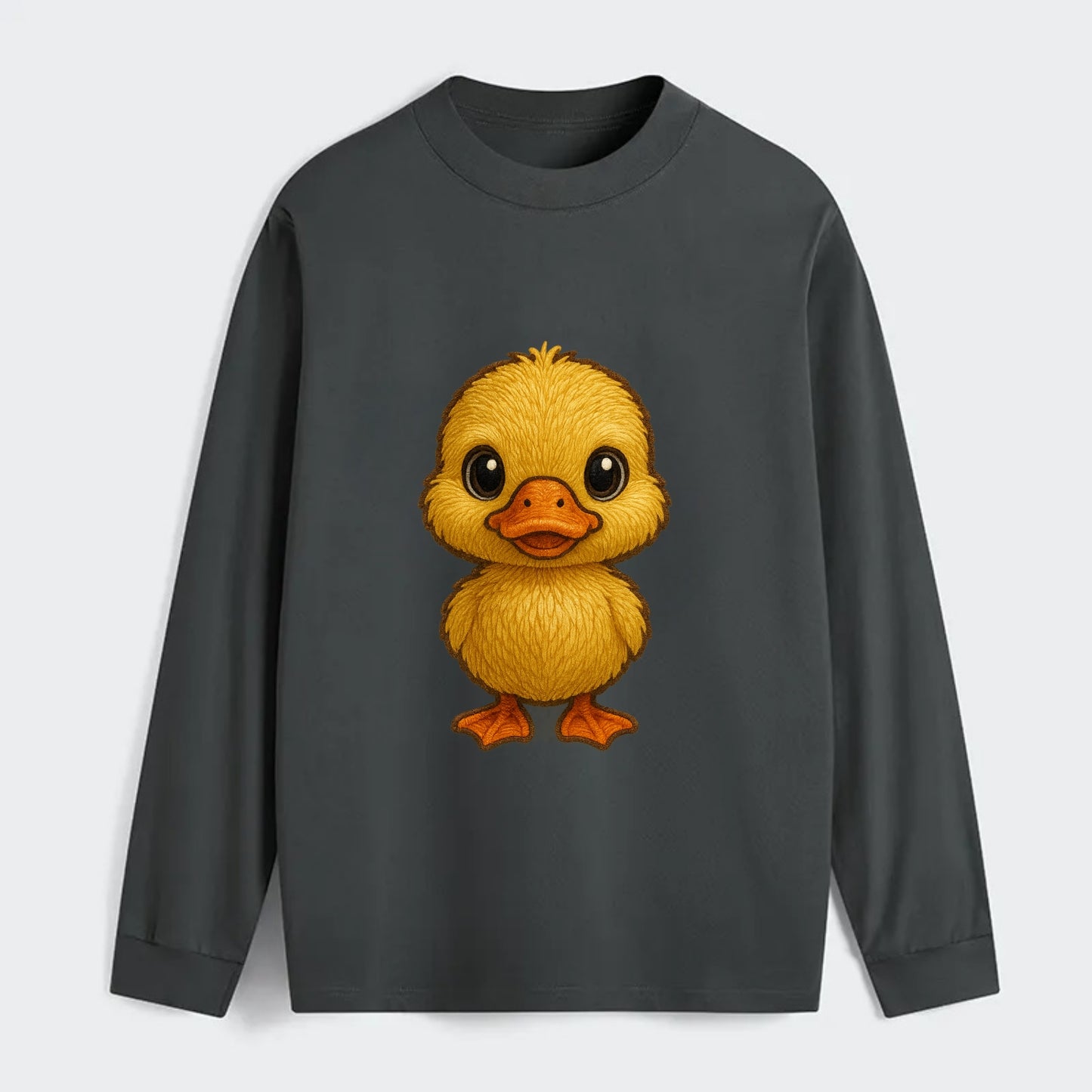 Baby Duck Duckling - yellow fluffy, orange beak, bright eyes, - Classic Long Sleeve Shirt - Gray