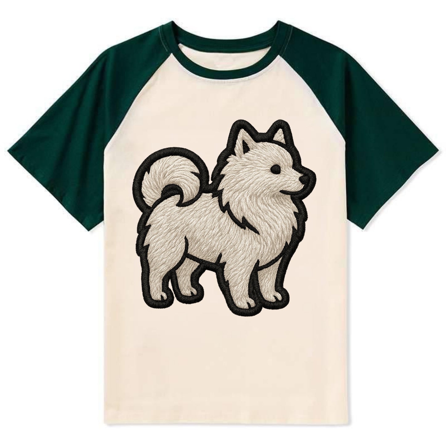 Japanese Spitz - Contemporary white spit - Contrast Raglan T-shirt - Green