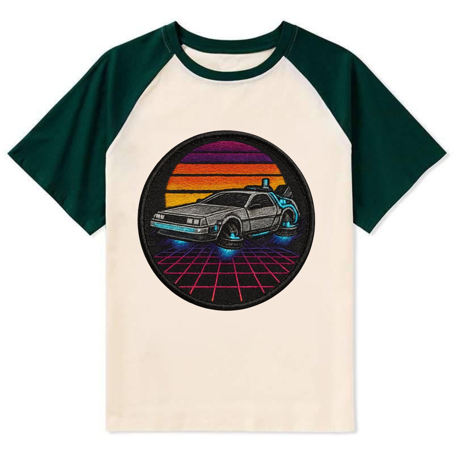 Retro Future - Contrast Raglan T-shirt - Green