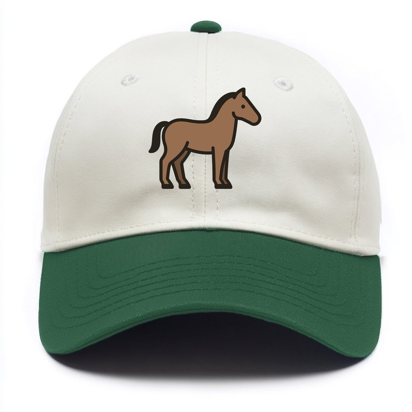 Horse - Brown standing pose flat side profile - Two Tone Cap - Green