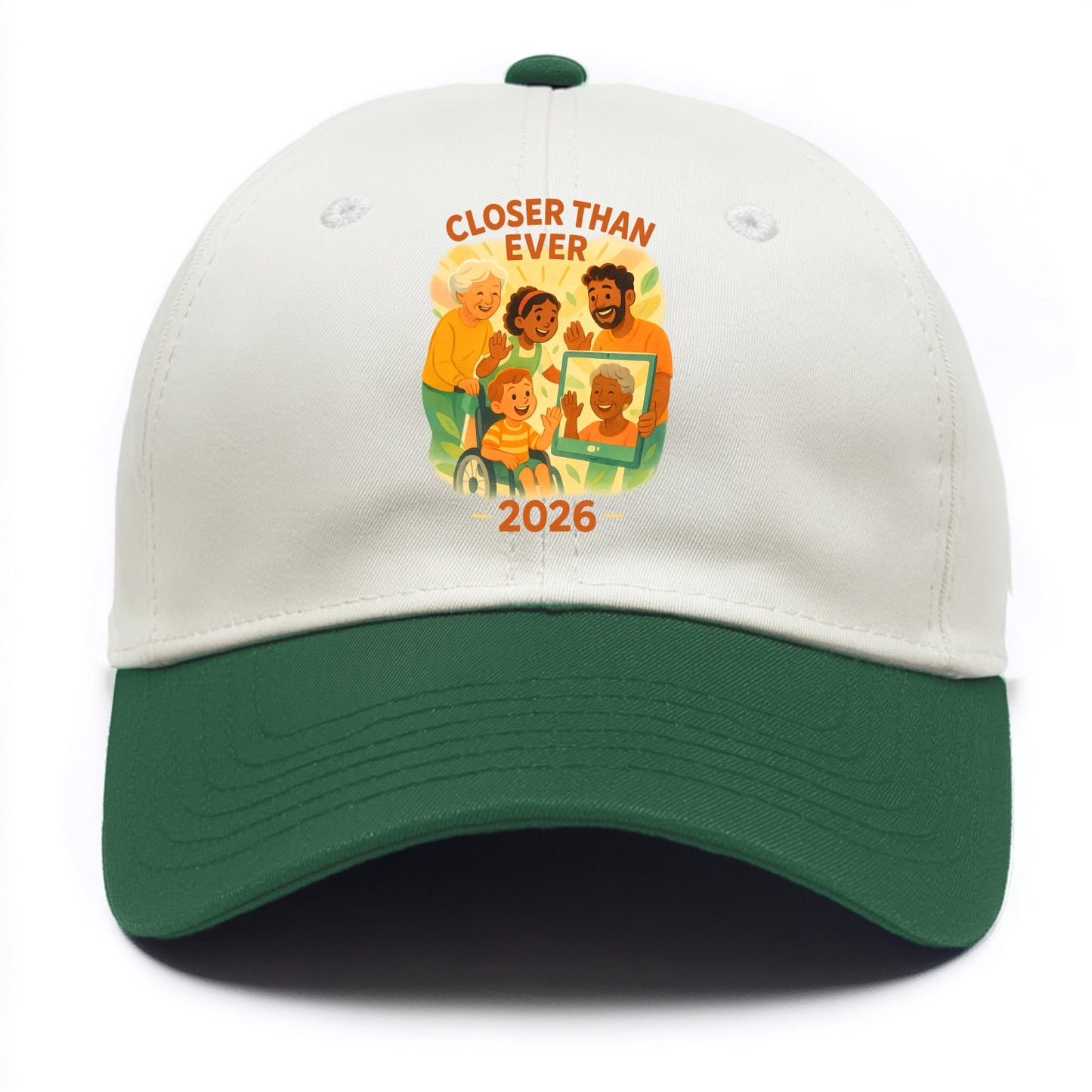 Technology bringing distant families together - "Closer Than Ever" - connection - Two Tone Cap - Green