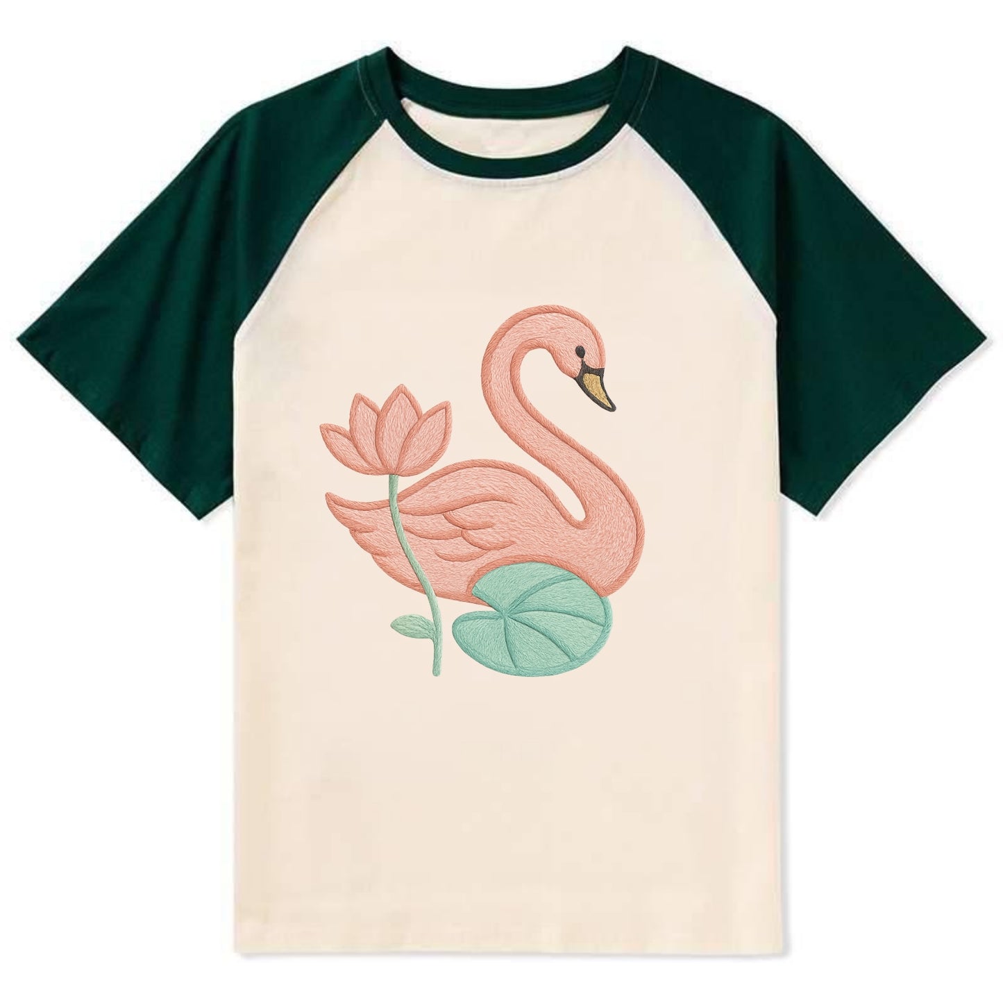 Coral Swan - Contrast Raglan T-shirt - Green