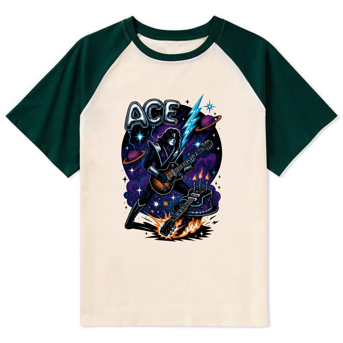 Ace Birthday Celebration - Contrast Raglan T-shirt - Green