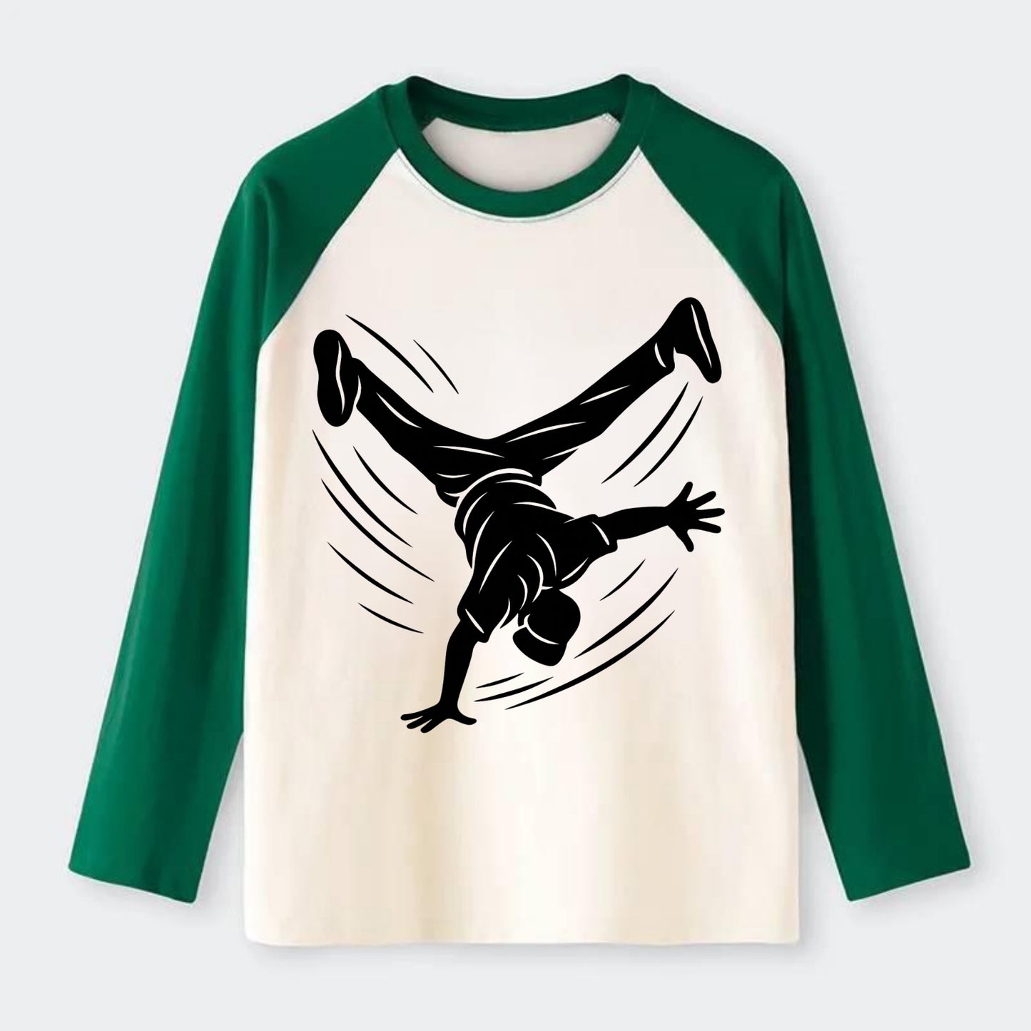 Breakdancer windmill move - Raglan Long Sleeve T-Shirt - Green