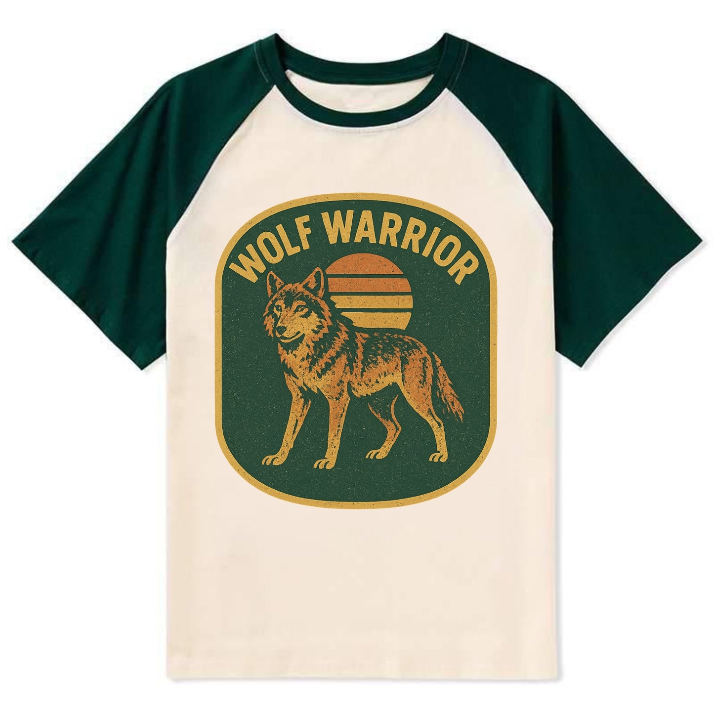 Wolf Warrior - Contrast Raglan T-shirt - Green