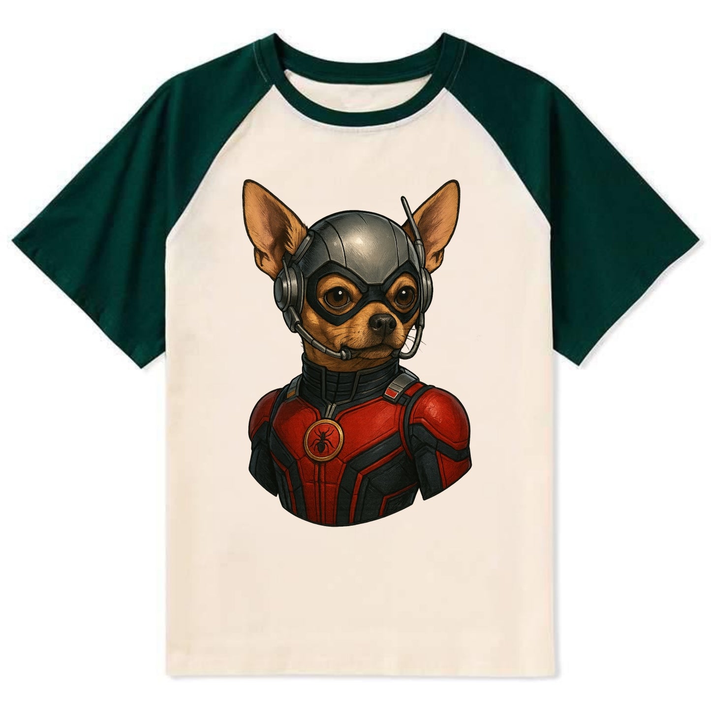Chihuahua Ant-Man - Contrast Raglan T-shirt - Green
