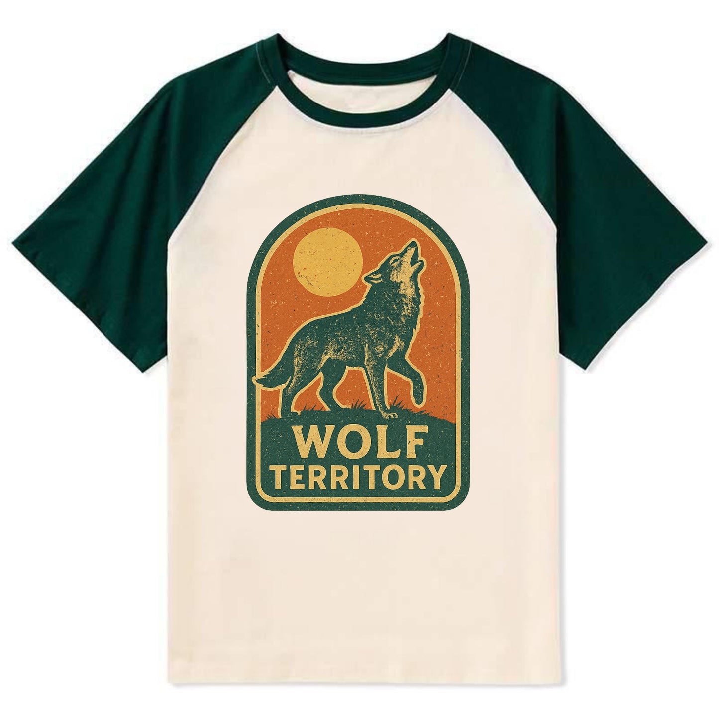Wolf Territory Marking - Contrast Raglan T-shirt - Green