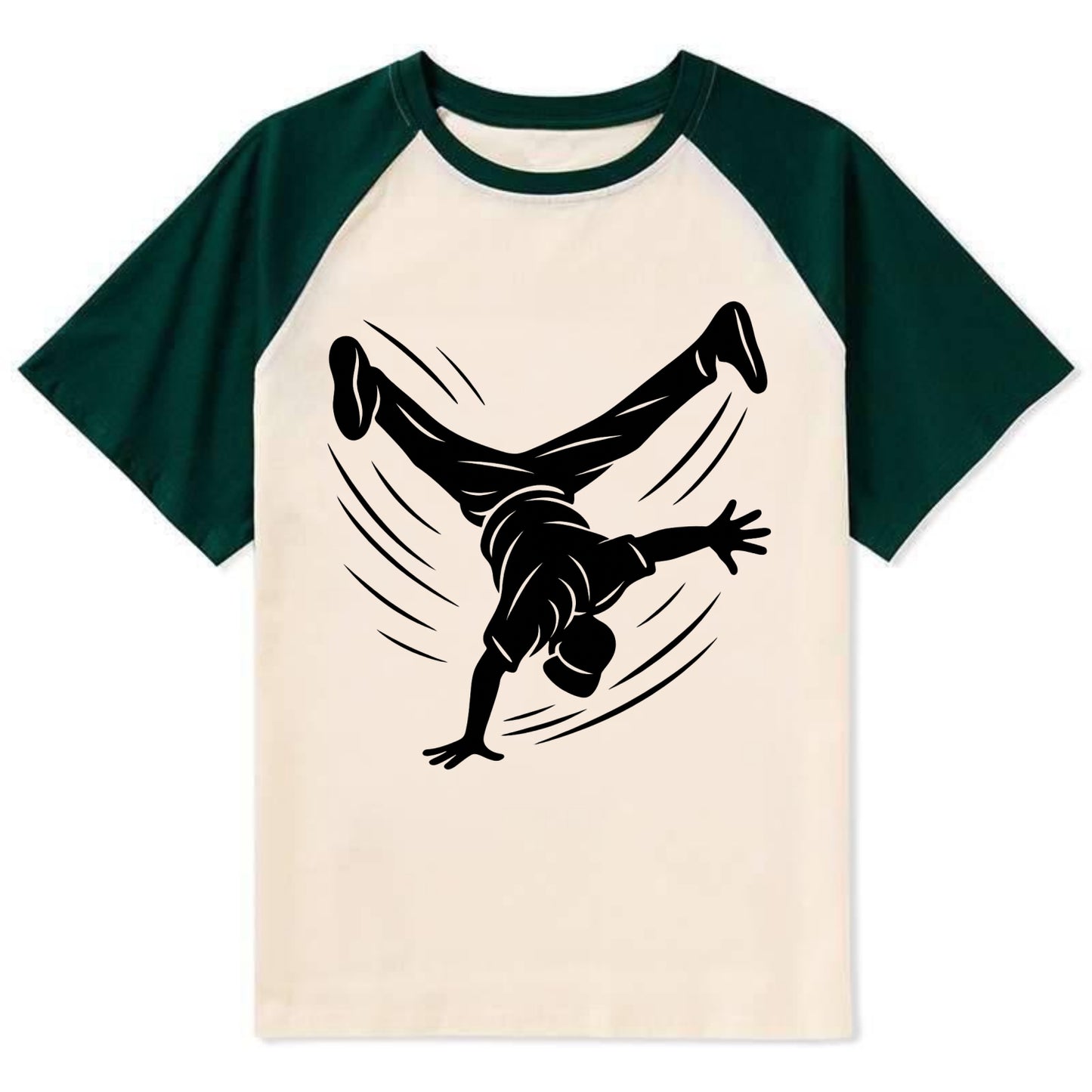 Breakdancer windmill move - Contrast Raglan T-shirt - Green